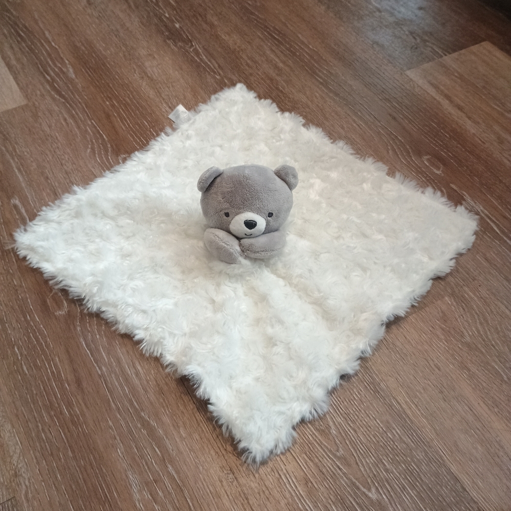 Carters Just One You Grey White Rosette Bear Clouds Lovey Baby Security Blanket - Picture 4 of 14
